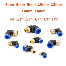 PL Pneumatic Trachea Quick Plug Plastic Connectors Threaded Elbow adapter 4-16mm