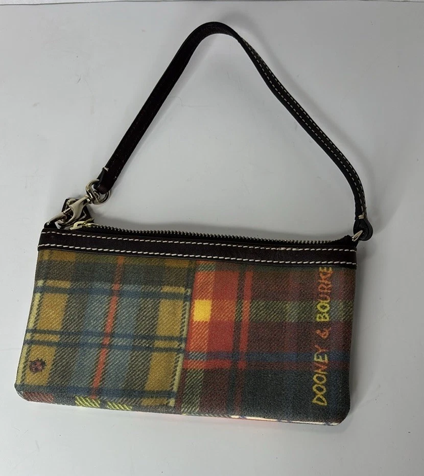 De Colección Dooney and Bourke Tartán Multicolor Bolso a Cuadros Cartera Bolso sin asas Muñequera Correa Foto 2 de 4
