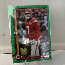2025 Topps Chrome Harrison Butker #144 Green Wave Refractor /99 KC Chiefs NFL