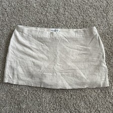 Abercrombie  Fitch Linen-Viscose Beige Neutral Mid Rise Short Skort Zip Lined L
