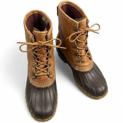 LL Bean Gore-Tex Duck Boots Womens Tan Leather Waterproof Bean Boots Size 7
