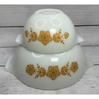 Vintage Pyrex Butterfly Gold Cinderella Mixing Bowls Set of 2 441 & 443