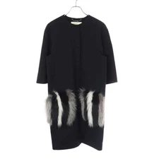 FENDI 2015AW Fox Fur Wool Cape Coat Black Size 40 FF7818 W1D Japan