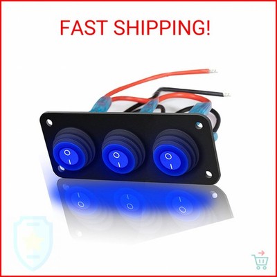 3 Gang 12V 20 Amp Toggle Rocker Switch Panel LED Breaker Waterproof Widely Fits