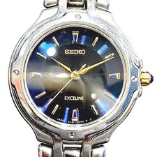 SEIKO Excelline Wristwatch Total Weight Approximately 39.8g SS SS Quartz Navy Di