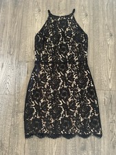 ASTR the Label Sonia Black Lace High Neck Dress Nude Lining Cocktail