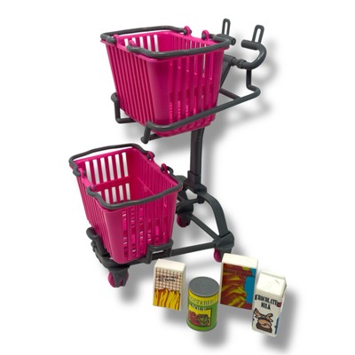 Barbie Pink Shopping Basket So Much to Do Supermarket Shopping Cart W/ Food