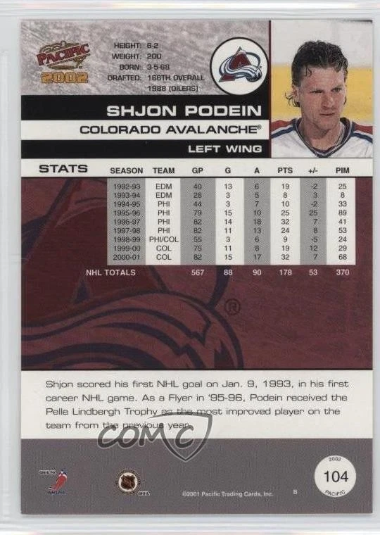 2001-02 Pacific Shjon Podein #104 - Image 2 of 2