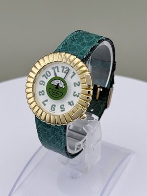 Pierre Nicol Floating Seconds Dial Watch Green Leather 7'' Strap Fluted Bezel
