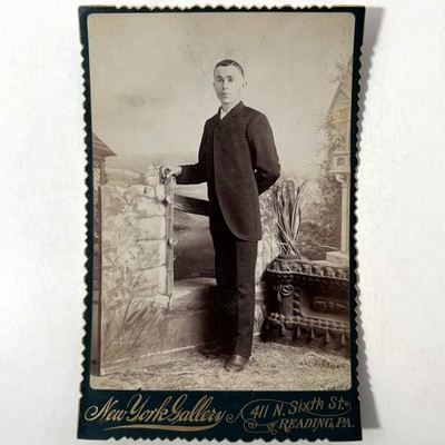 Antique Reading PA Cabinet Card Photo Young Dapper Man Boy Standing NY Gallery
