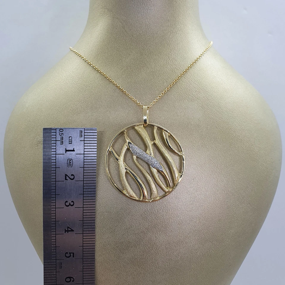 Collar floral artesanal grande de oro macizo de 14k con 16 diamantes blancos naturales SI Foto 4 de 4