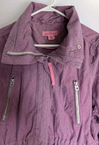 H&M L.O.G.G. Women's Utility Jacket Sz AU 12-14 Purple Pockets Removable Hood - Picture 2 of 23