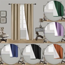 NEW 2 PANEL SOLID LINED THERMAL BLACKOUT GROMMET WINDOW CURTAIN DRAPE NEW JK64