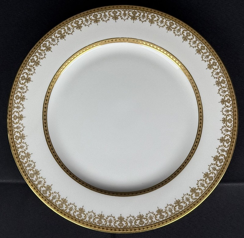Antique Bawo & Dotter Limoges Porcelain 10 1/2" Round Plate Encrusted Gold