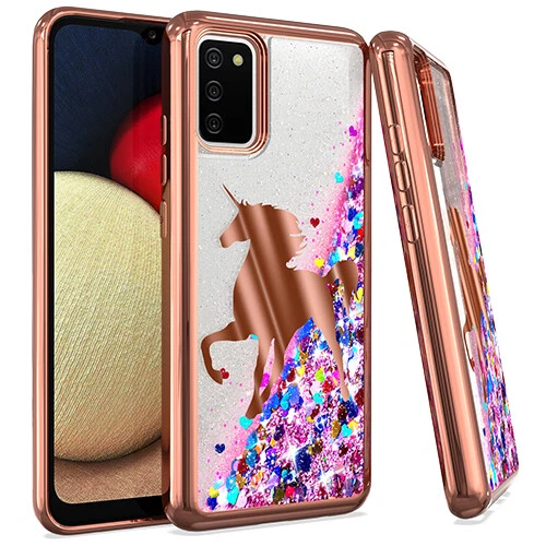 For Samsung Galaxy A02s A03s Waterfall LIQUID Glitter Case