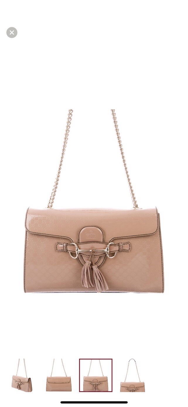 Gucci Beige Guccissima Patent Leather Medium Emily Hand Bag Silver Tone Hardware