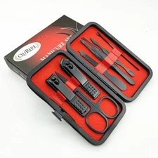 7pcs Manicure set, Nail Clippers Kit Case (Black-7)