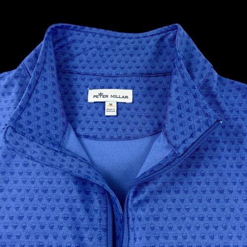 Peter Millar Crown Sport SKULL Heads Performance QTR Zip Pullover $145 Medium - Picture 4 of 10