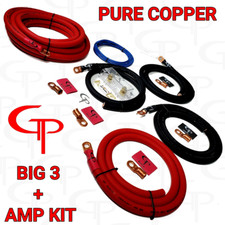 OFC 1/0 GA Big 3 Upgrade  Amp Wiring install kit GP Car Audio Red  Black