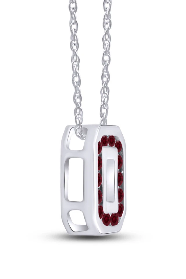 Ohio State Buckeye Colgante 18" Collar Simulado Rubí Rojo Piedras Preciosas Oro 10K Foto 2 de 4