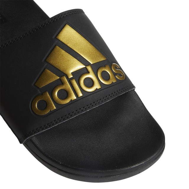 Mens Adidas Adilette Comfort Black Gold Slides Athletic Sandal EG1850 Size 10 | eBay