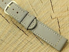 Vintage Gray Genuine Leather Watch Band w Silver Tone Buckle NOS Unused 14mm