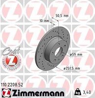 2X Zimmermann 110.2208.52 Bremsscheibe FüR Alfa Romeo Lancia