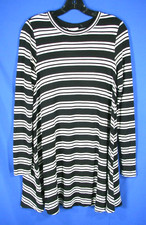ANN TAYLOR LOFT Ponte Knit BLACK/WHITE STRIPES T-Shirt Dress A-LINE LOUNGE XS