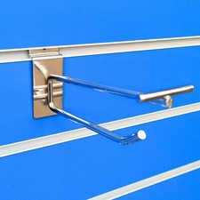 8 inch Single Prong Slatwall Hook with Overhead Arm for Price Ticket Full Chrome