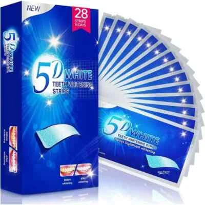 5D WHITE TEETH WHITENING STRIPS PROFESSIONAL UP 2 WEEKS SUPPLY TOOTH BLEACHING SAFE WHITE