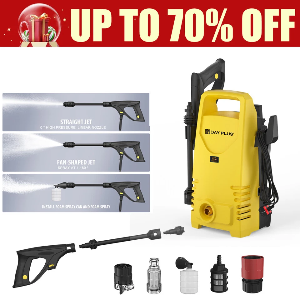 DAYPLUS Hochdruckreiniger 500bar 68000W Hochdruckschlauch Flächenreiniger mit Zubehör DE