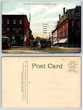 Taunton Massachusetts TROLLEYS CORNER OF MAIN AND WEIR STS Postcard T271