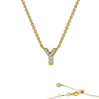 BRAND NEW Lafonn Yellow Gold Plated 0.33CTW Letter Y Pendant Necklace 9N105CLG20
