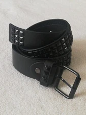 Unisex Punk Rock Three Row Black Nickel Studded Pyramid Belt New.