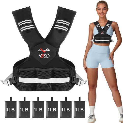 Adjustable Weighted Vest for Men Women, 4-10lb Vest with 6 Ironsand Weights, ...