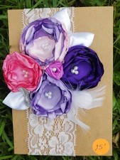 For 1 y/o Baby Girl Headbands Fantasy Flowers Headwraps Pastel Colors Ribbon 15"