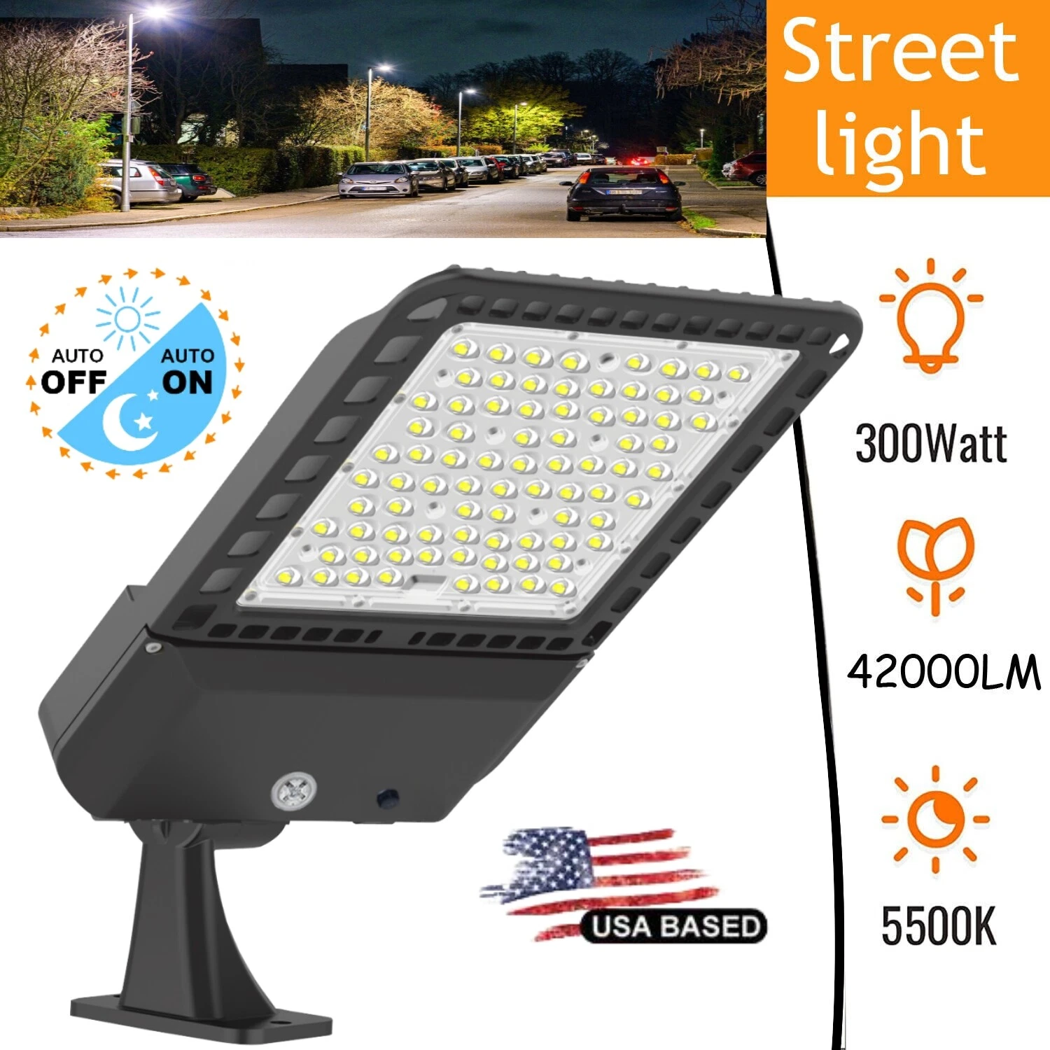300Watt LED Parking Lot Light with Photocell,LED Shoebox Area Street Lights