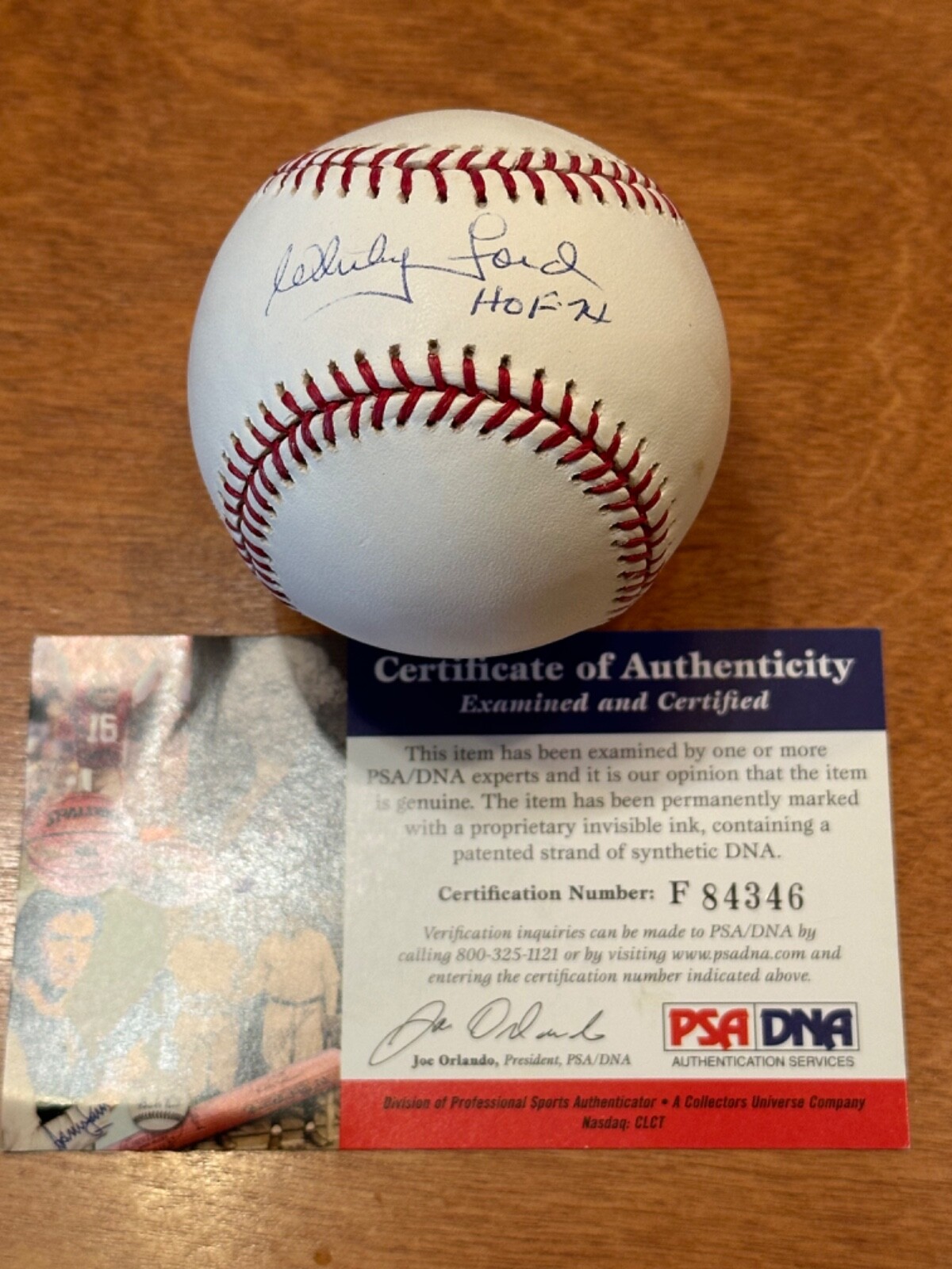 Whitey Ford Autographed Signed OMLB w Inscr (PSA) view 1