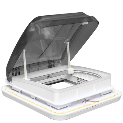 Camper window 21'' x 20.1'', RV Skylight w/ LED, Sun Blinds & Screen Window