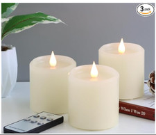 Flameless LED Candles 3 Indoor/Outdoor Waterproof Candles Works With Remote