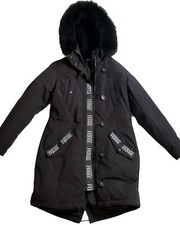 Beautiful Gianfranco Quilted Black Down Parka With Fox Fur Hood Trim - Nwt
