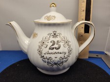 25th Anniversary Teapot "25th Anniversary" Porcelain Made In USA U01P