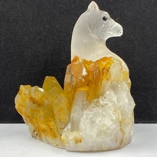 619g Natural quartz crystal cluster mineral specimen, hand-carved the Griffin