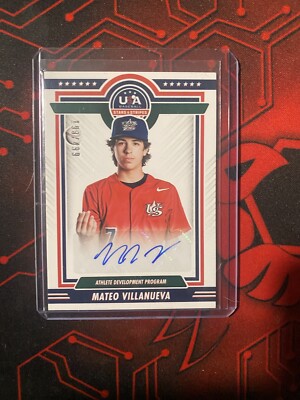 Mateo Villanueva auto and numbered ￼Baseball Cards