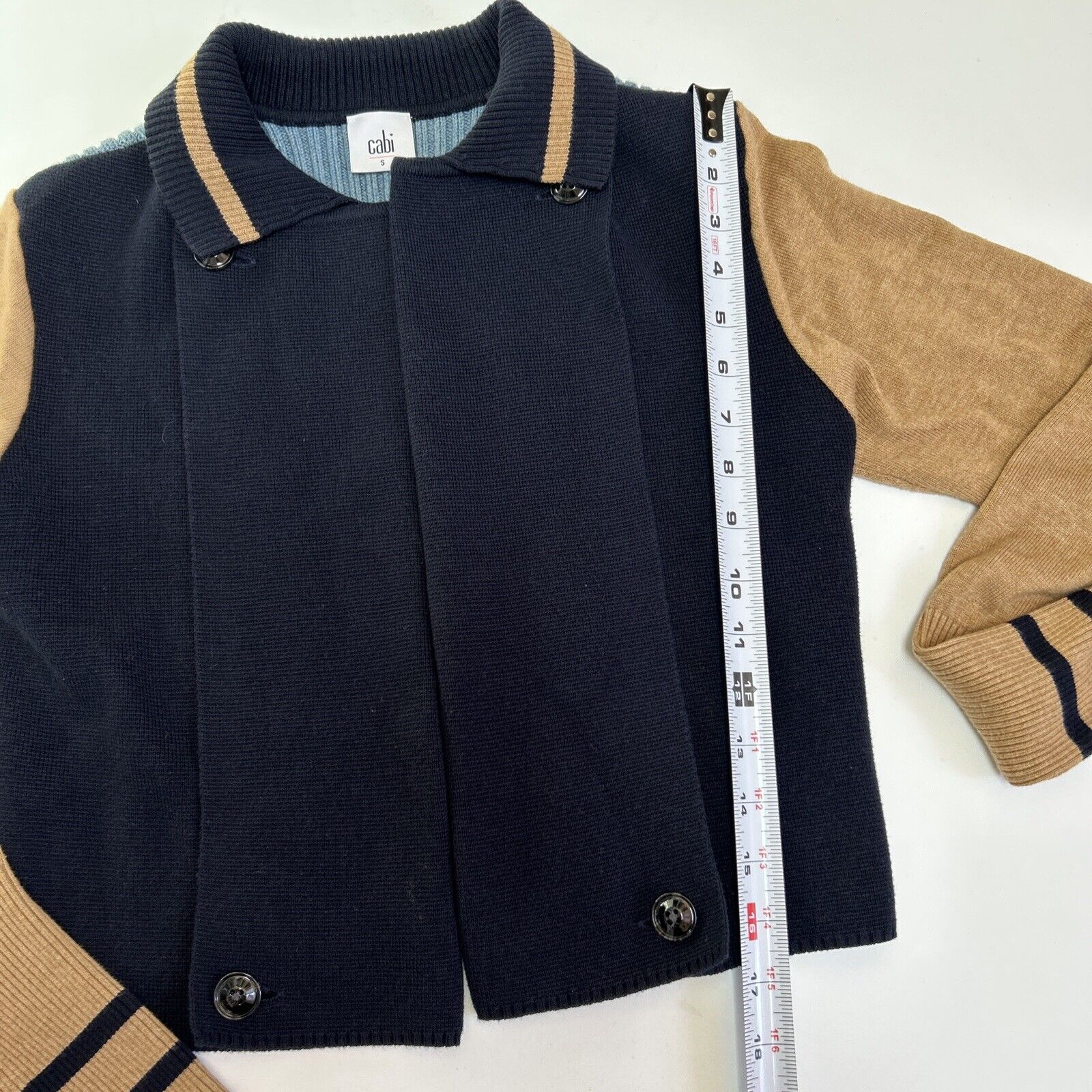 Cabi Sweater Size Small Turn Back Cardigan Varsit… - image 11