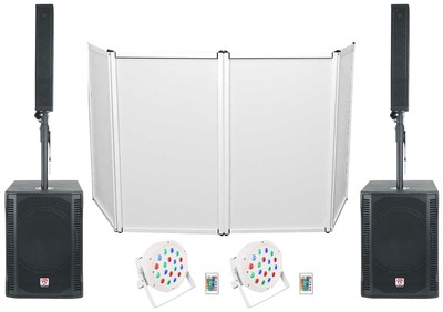 DJ Bundle w/(2) RPG-AR15 Powered Line Array Speakers+15'' Subs+Facade+Up-Lights