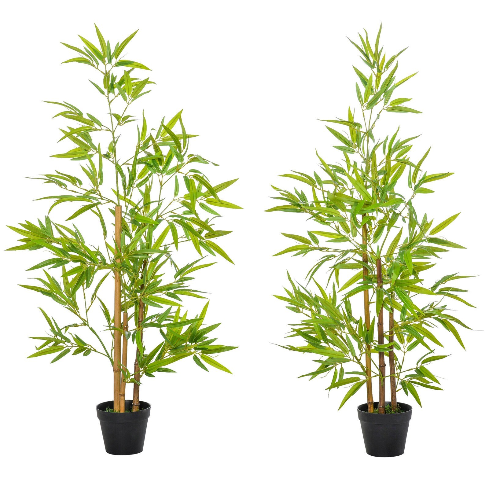 Set of 2 120cm/4FT Artificial Bamboo Tree Decorative Plant Pot Indoor Outdoor