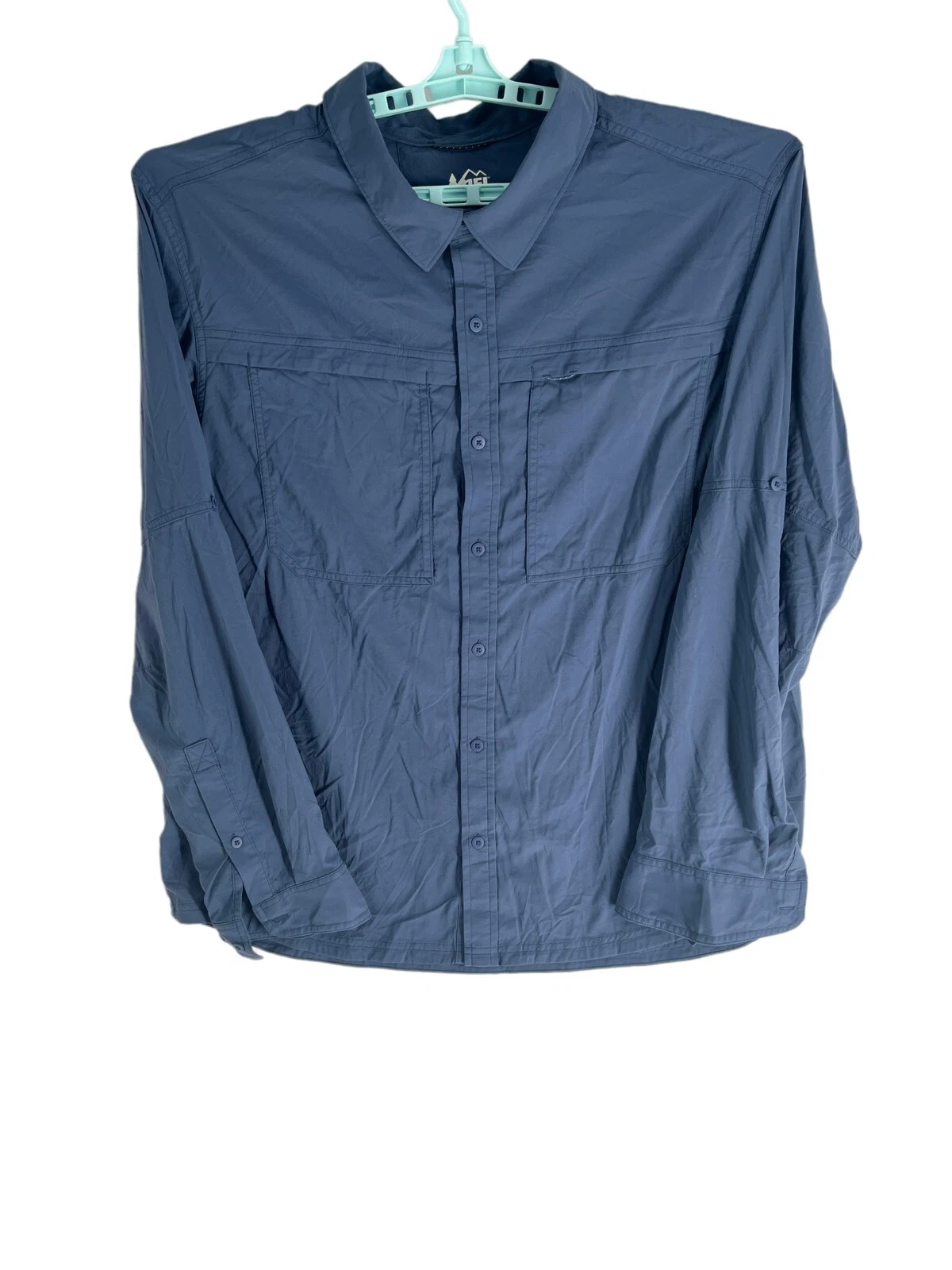REI Button Up Long Sleeve Vented Shirt Outdoor Camping Hiking Men XL