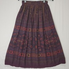 JG HOOK VTG Women's Sz 6 24/26 Waist USA Purple Paisley Midi Skirt