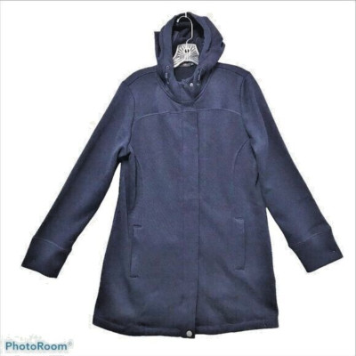 ACTIVE Womens M Navy Blue Thick Knit Mid Length Hooded Jacket